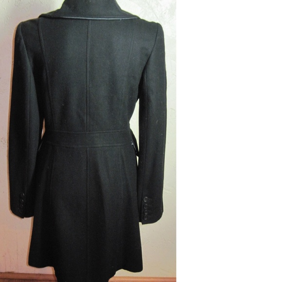 Tulle Black Wool Long .Coat Size M - Picture 3 of 7